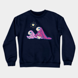 chobits anata and atashi with star / a city with no people pink pastel rabbits Crewneck Sweatshirt